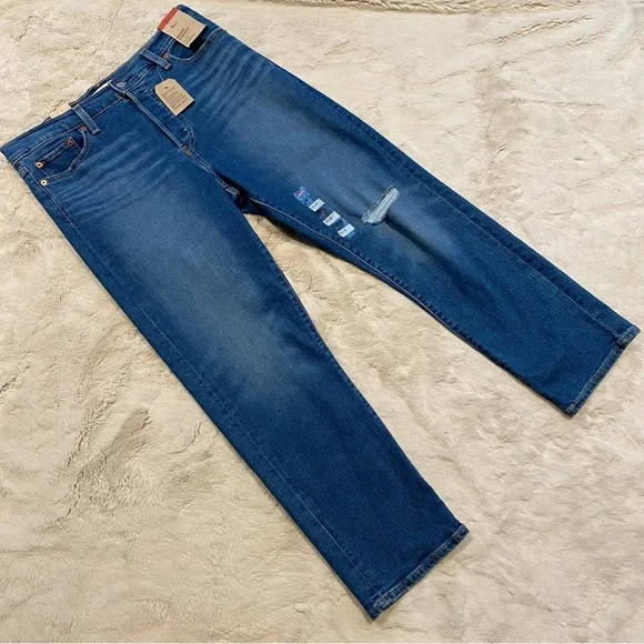 NWT(32x28) Levi’s Wedgie Straight Jeans High Rise Button Fly Medium Wash - Picture 4 of 14
